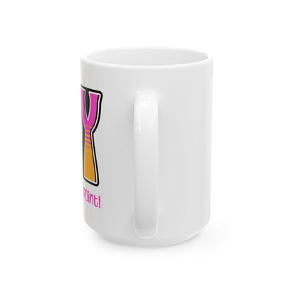 Black Pink Orange Joy Ceramic Mug, (11oz, 15oz)