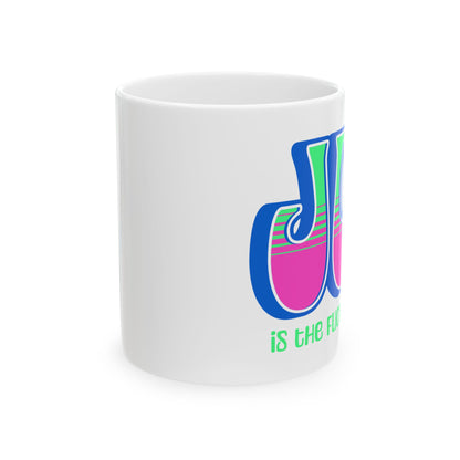 Blue Pink Green Joy Ceramic Mug, (11oz, 15oz)