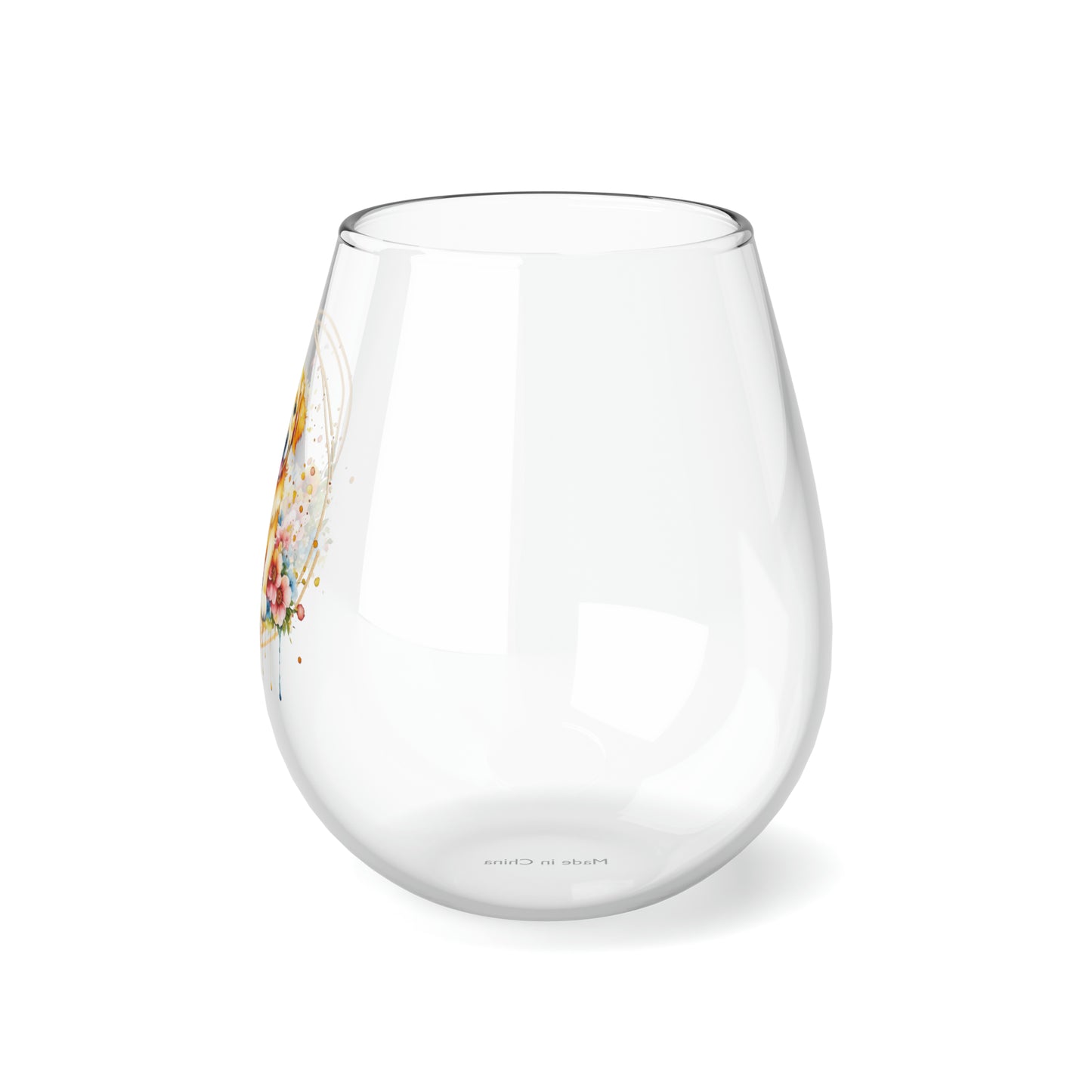 Golden Retriever  Stemless Wine Glass, 11.75oz