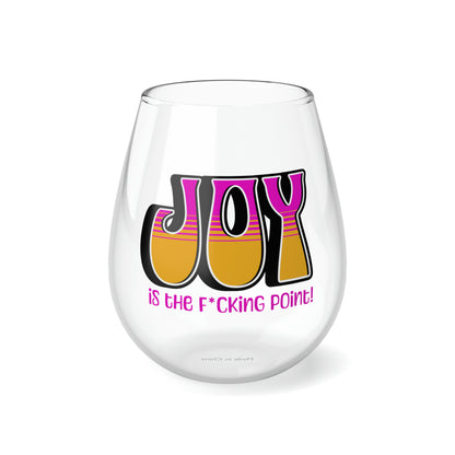 JOY (black pink orange) Stemless Wine Glass, 11.75oz