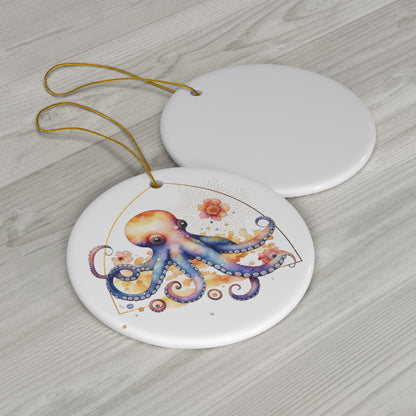 Golden Octopus Ceramic Ornament