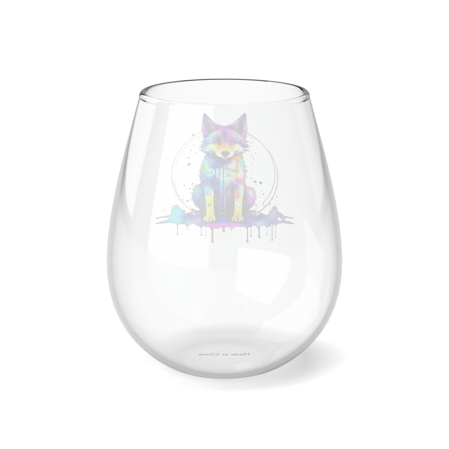 Vibrant Wolf Stemless Wine Glass, 11.75oz