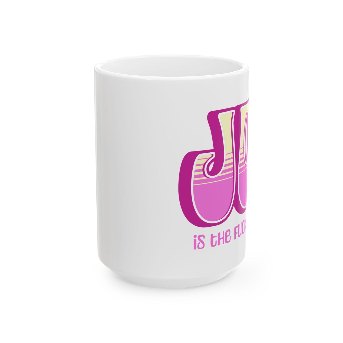 Pink Pink Yellow Joy Ceramic Mug, (11oz, 15oz)