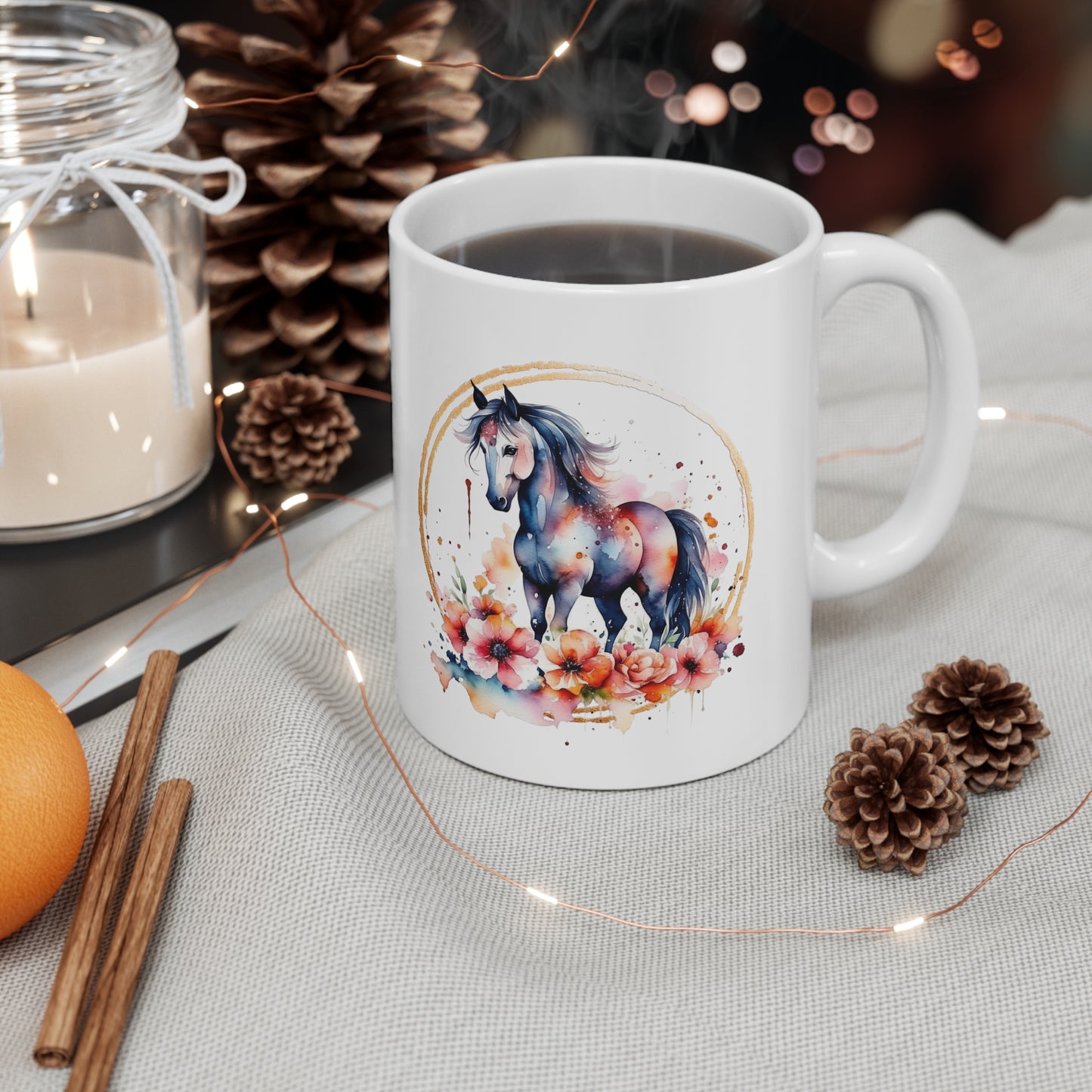 Golden Horse Ceramic Mug 11oz