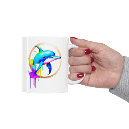 Vibrant Dolphin Ceramic Mug 11oz