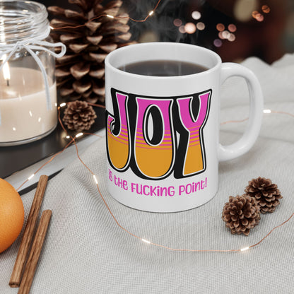 Black Pink Orange Joy Ceramic Mug, (11oz, 15oz)