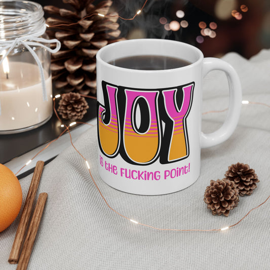 Black Pink Orange Joy Ceramic Mug, (11oz, 15oz)