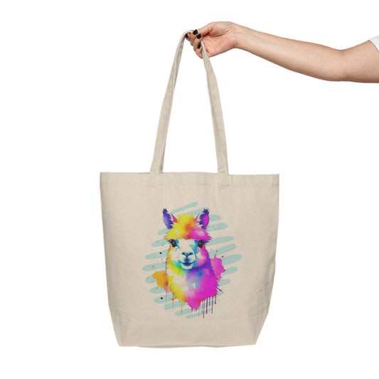 Vibrant Alpaca Canvas Shopping Bag