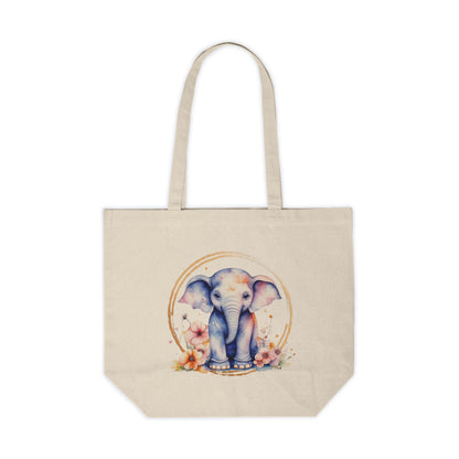 Golden Elephant Canvas Shopping Bag