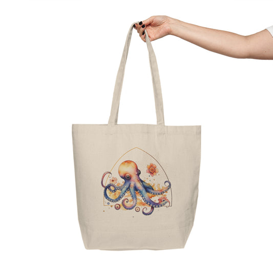 Golden Octopus Canvas Shopping Bag