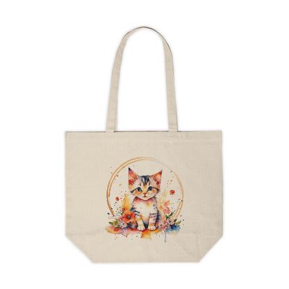 Golden Kitten Canvas Shopping Bag