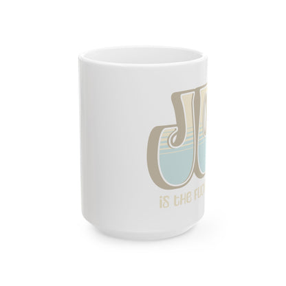 Tan Blue Joy Ceramic Mug, (11oz, 15oz)