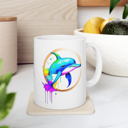 Vibrant Dolphin Ceramic Mug 11oz