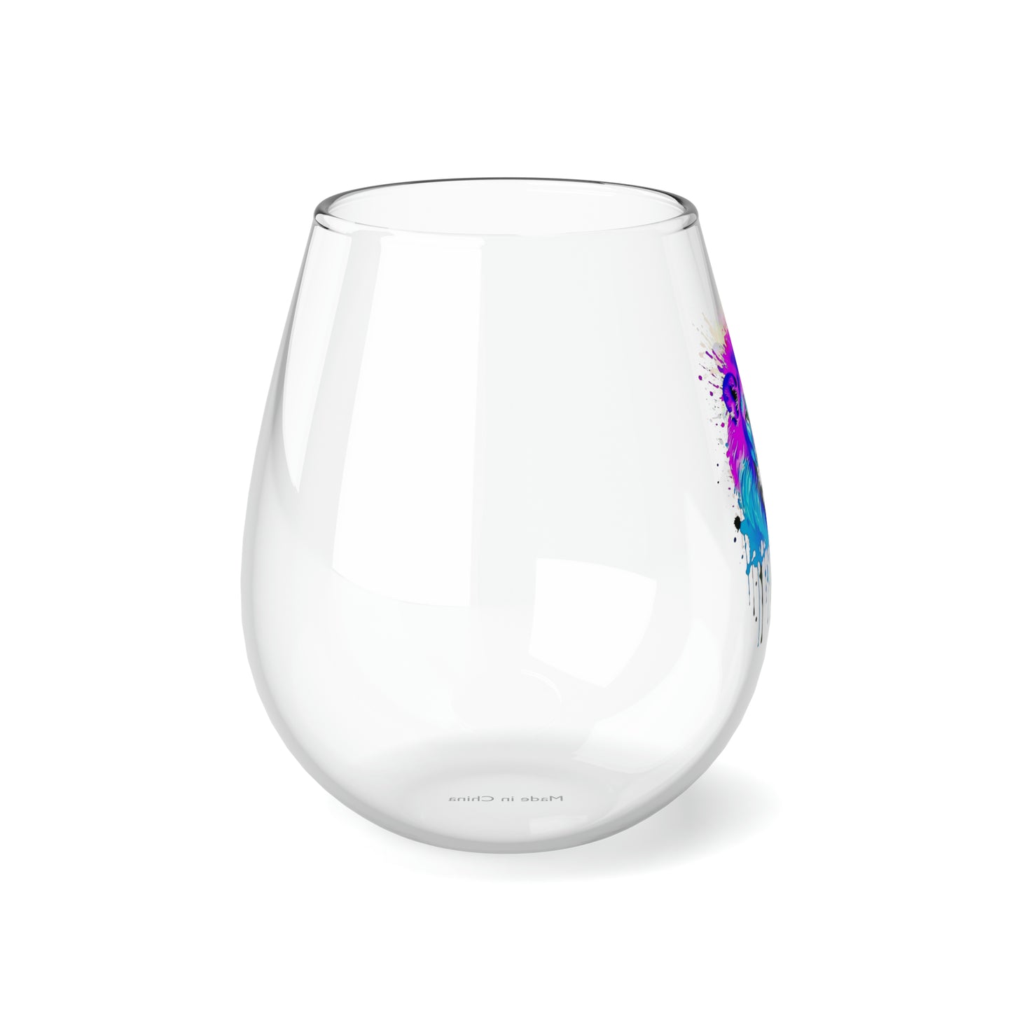 Vibrant Lion Stemless Wine Glass, 11.75oz