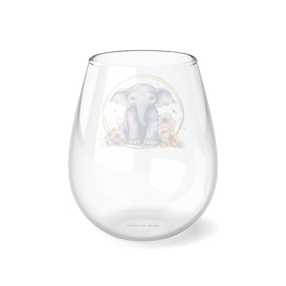 Golden Elephant Stemless Wine Glass, 11.75oz