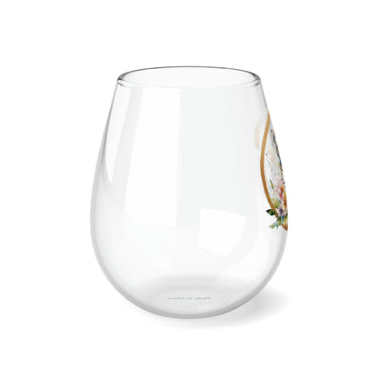 Golden Tiger Stemless Wine Glass, 11.75oz