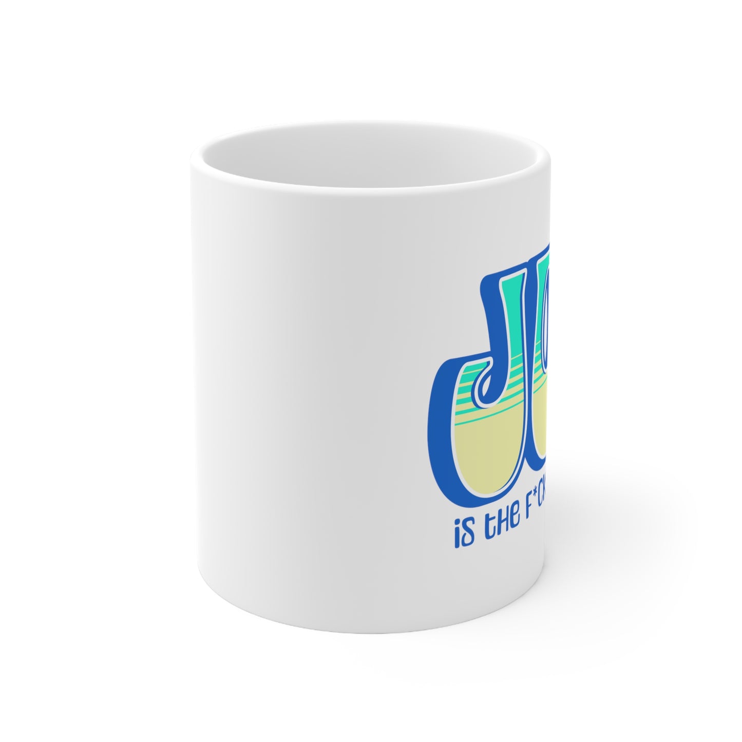 JOY (blue teal yellow) Ceramic Mug 11oz