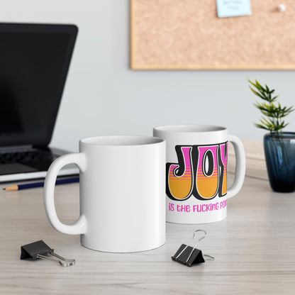 Black Pink Orange Joy Ceramic Mug, (11oz, 15oz)
