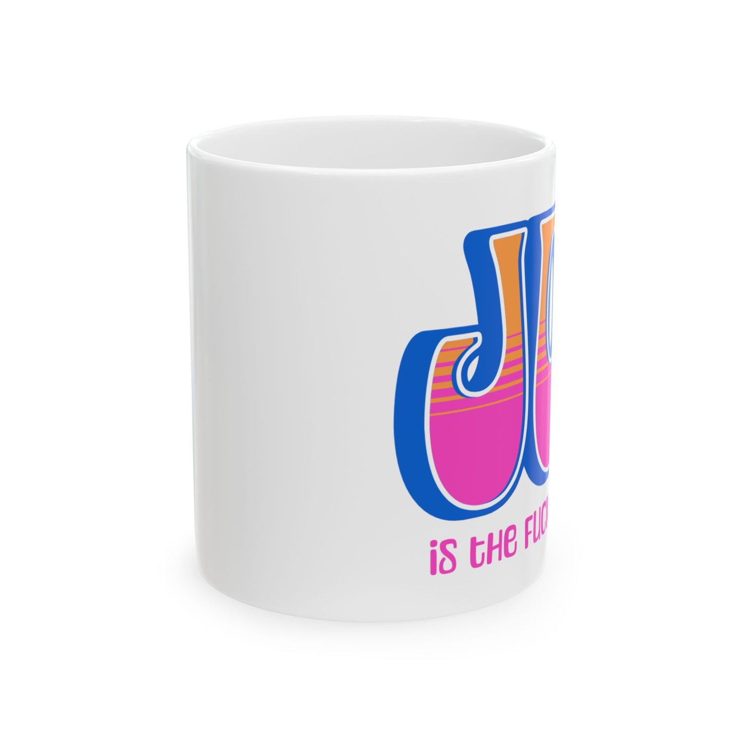 Blue Pink Orange Joy Ceramic Mug, (11oz, 15oz)