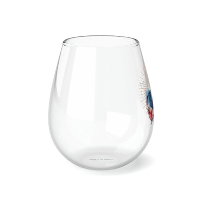 Golden Rooster Stemless Wine Glass, 11.75oz