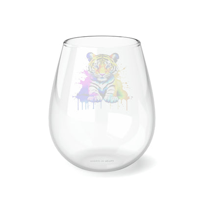 Vibrant Tiger Stemless Wine Glass, 11.75oz