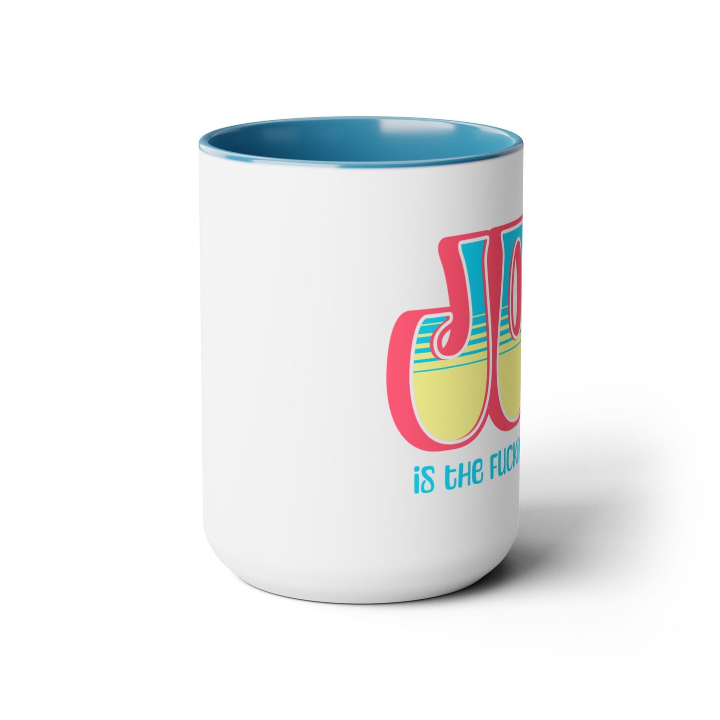 Salmon Blue Yellow Joy Two-Tone Mug, 15oz