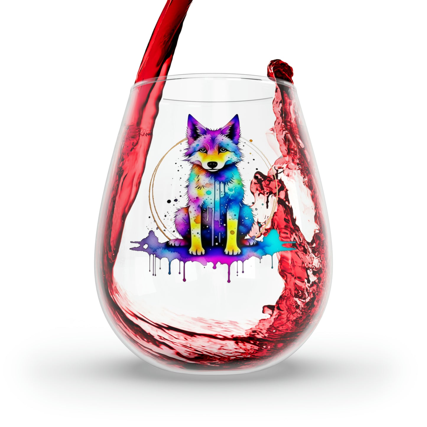 Vibrant Wolf Stemless Wine Glass, 11.75oz