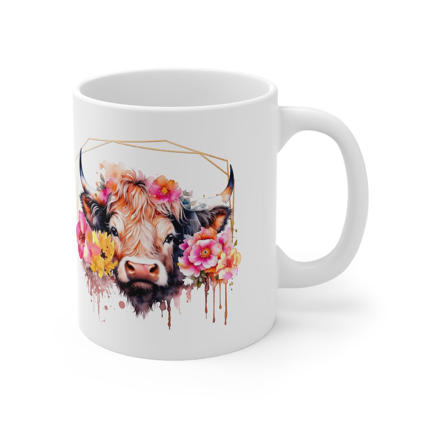 Golden Highland Cow Ceramic Mug 11oz