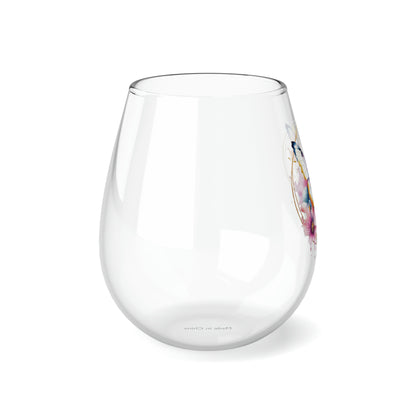 Golden Butterfly Stemless Wine Glass, 11.75oz