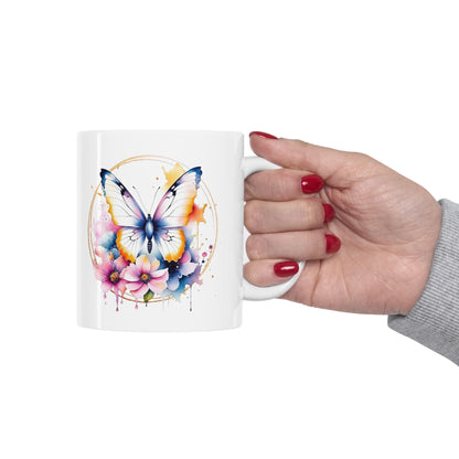 Golden Butterfly Ceramic Mug 11oz