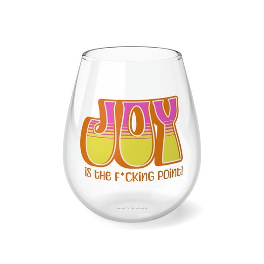 JOY (orange pink yellow) Stemless Wine Glass, 11.75oz