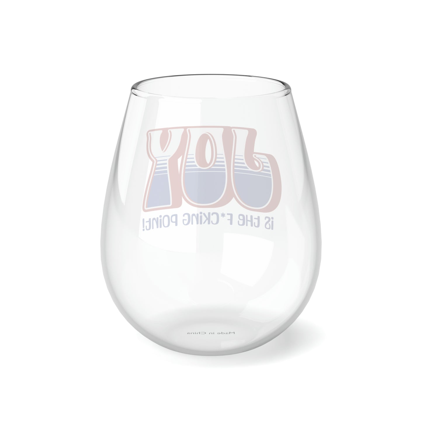 JOY (red white blue) Stemless Wine Glass, 11.75oz