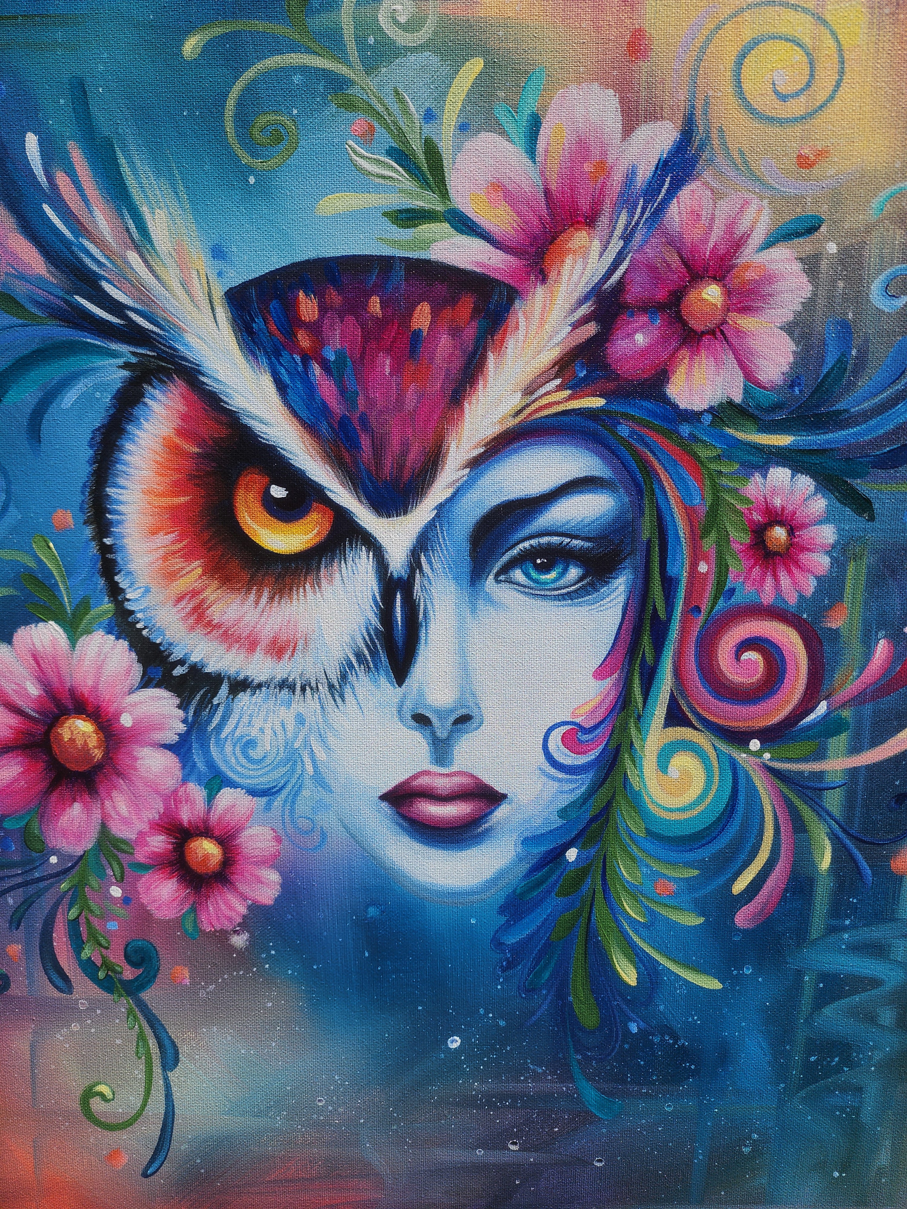 アンドレ・マルガ　アールデコ　油彩『ふくろう』André Margat Higher Perspective Original Art – Andrea Morgan - Art and Soul
