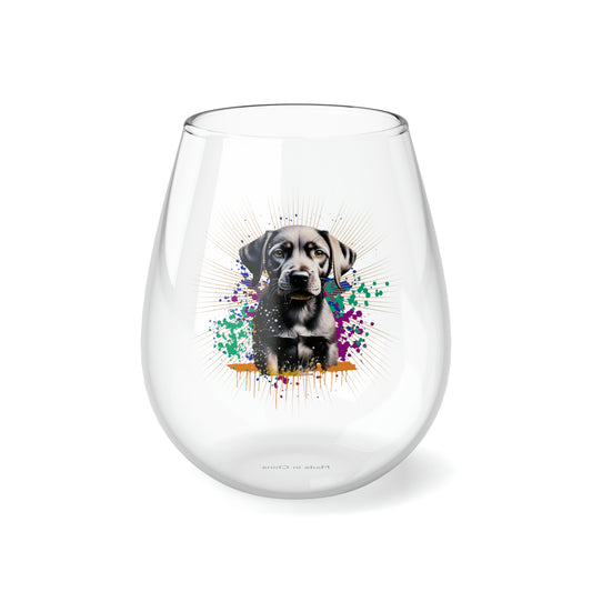 Black Lab Stemless Wine Glass, 11.75oz