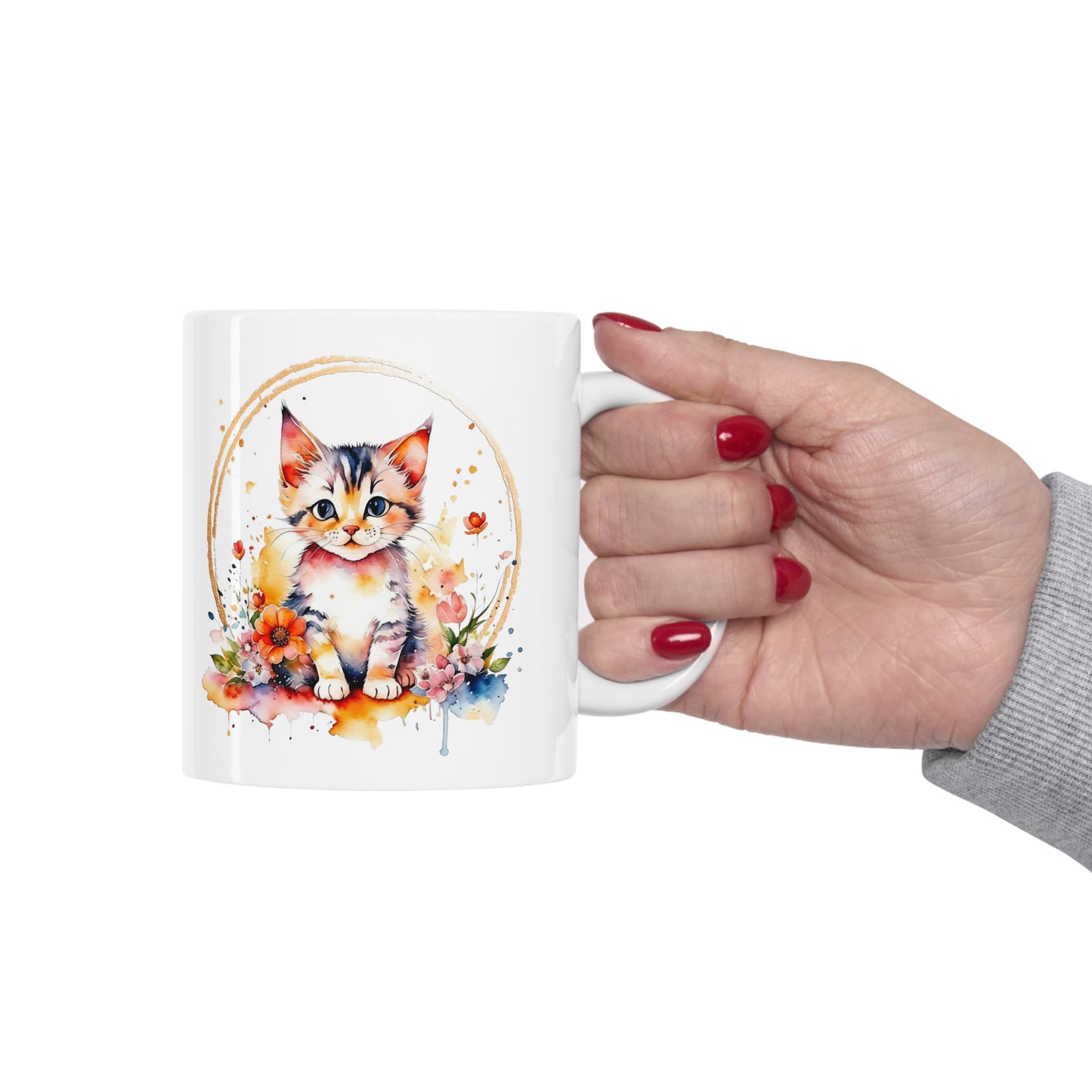 Golden Kitten Ceramic Mug 11oz