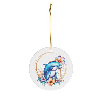 Golden Dolphin Ceramic Ornament