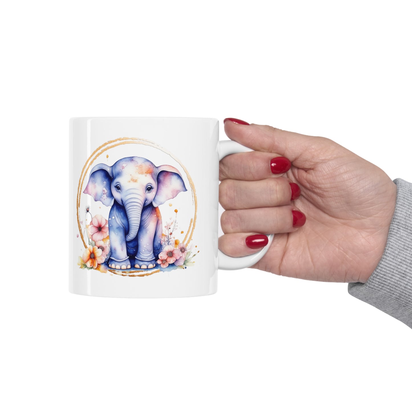 Golden Elephant Ceramic Mug 11oz