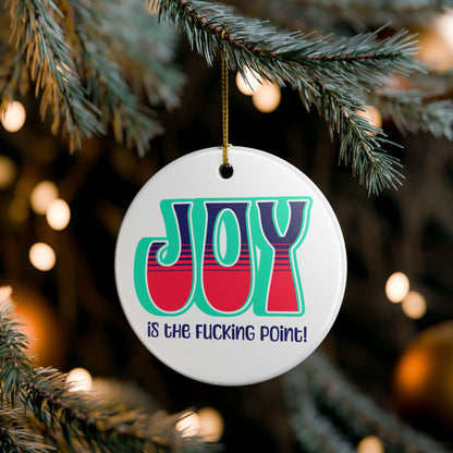 Teal Blue Red Joy Ceramic Ornament,  (explicit)