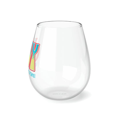 JOY (salmon blue yellow) Stemless Wine Glass, 11.75oz