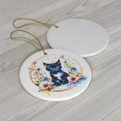 Black Kitten Ceramic Ornament