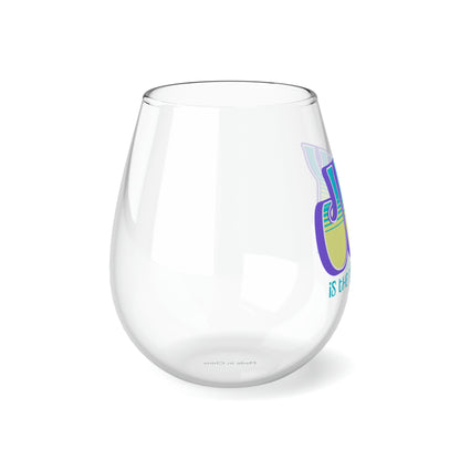 JOY (purple blue yellow) Stemless Wine Glass, 11.75oz