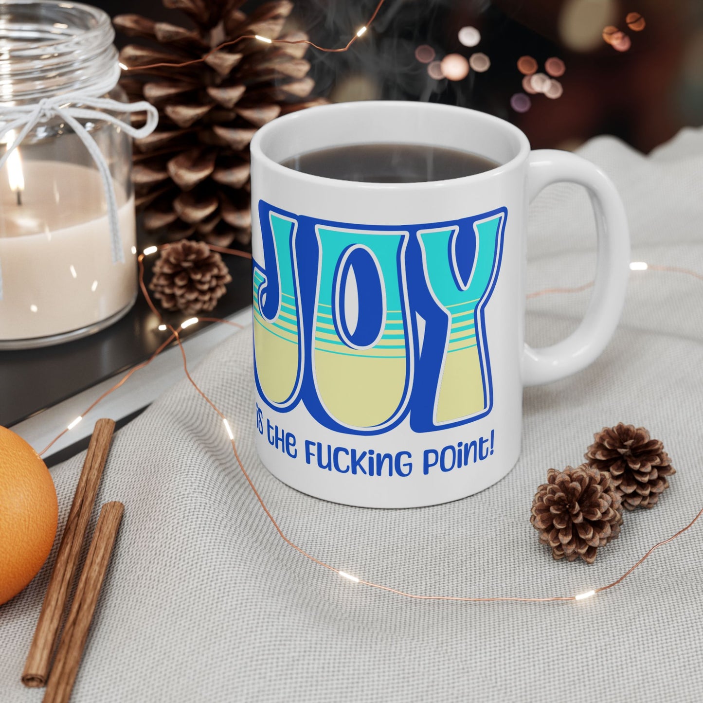 Blue Teal Yellow Joy Ceramic Mug, (11oz, 15oz)