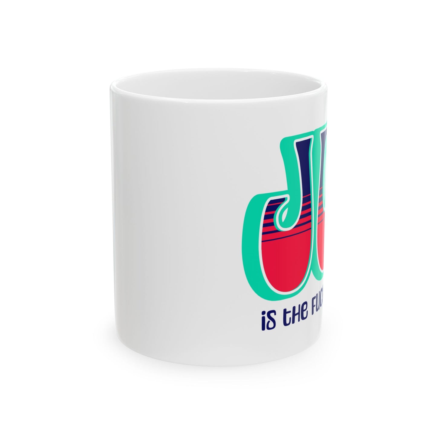 Teal Blue Red Ceramic Mug, (11oz, 15oz)