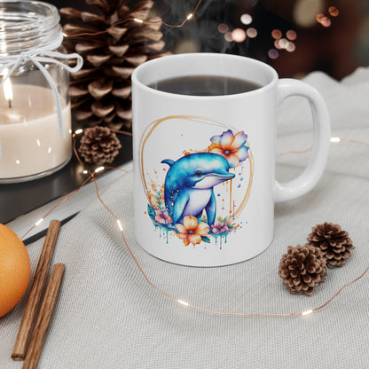 Golden Dolphin Ceramic Mug 11oz