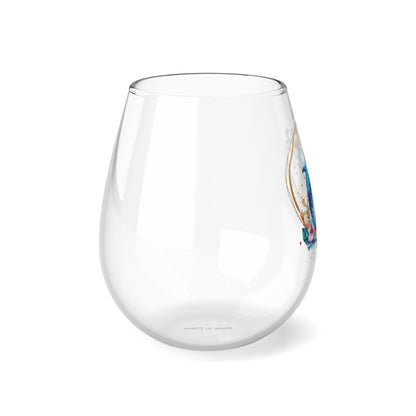 Golden Dolphin Stemless Wine Glass, 11.75oz