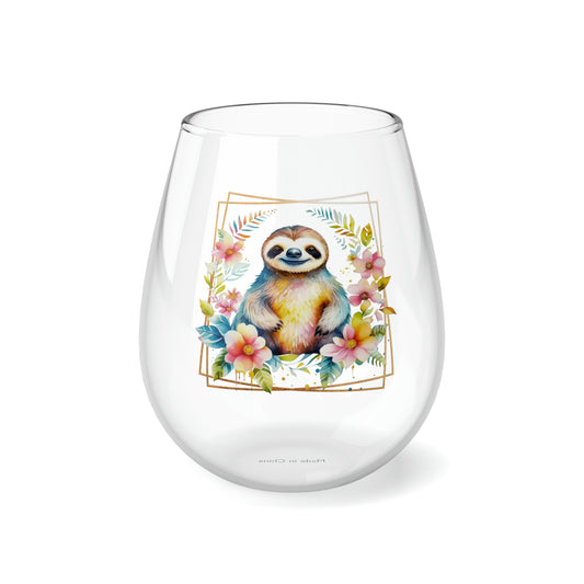 Golden Sloth Stemless Wine Glass, 11.75oz