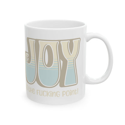 Tan Blue Joy Ceramic Mug, (11oz, 15oz)