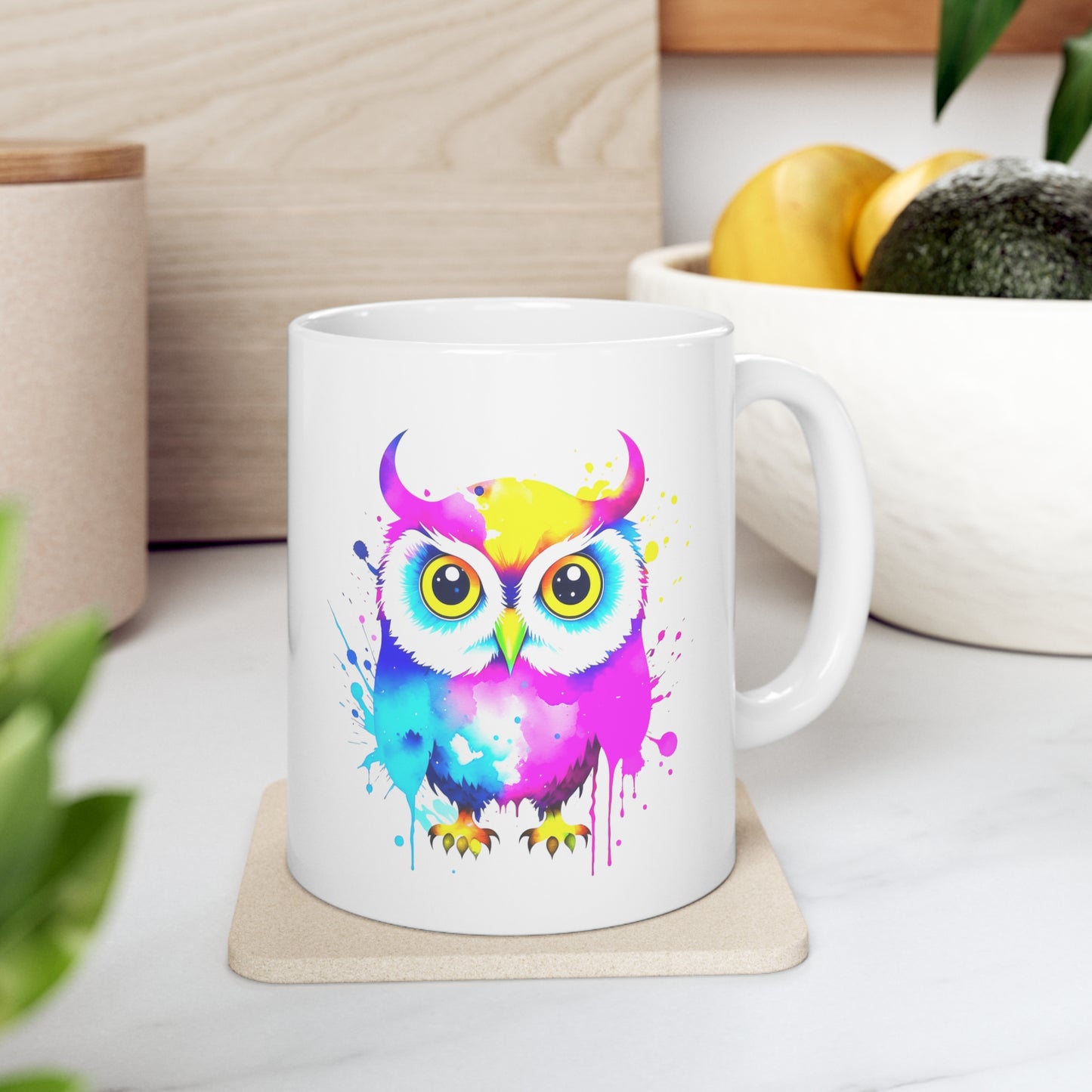 Vibrant Owl Ceramic Mug 11oz