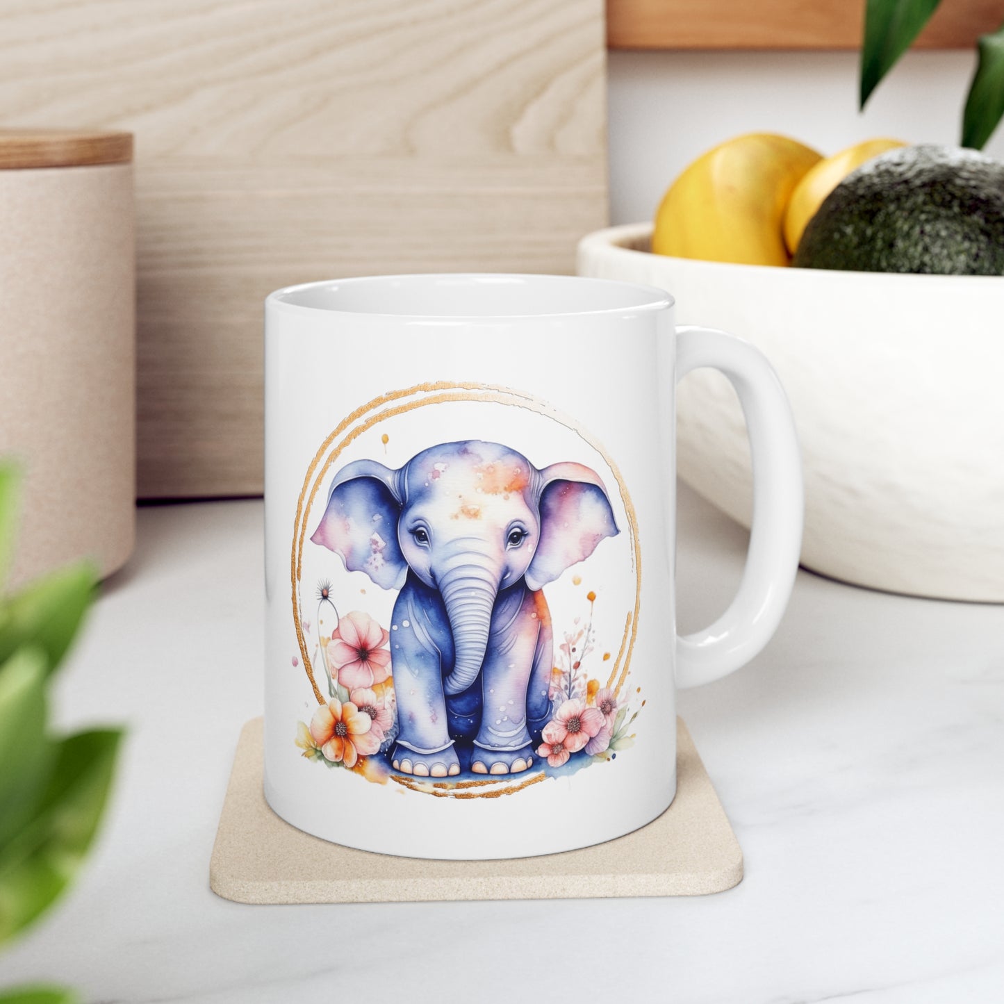 Golden Elephant Ceramic Mug 11oz