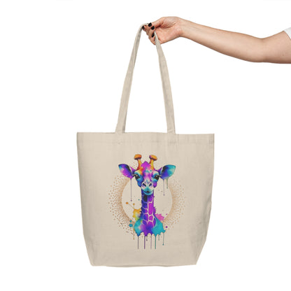 Vibrant Giraffe Canvas Shopping Bag